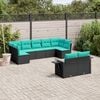 vidaXL 9 Piece Garden Sofa Set with Cushions Black Poly Rattan