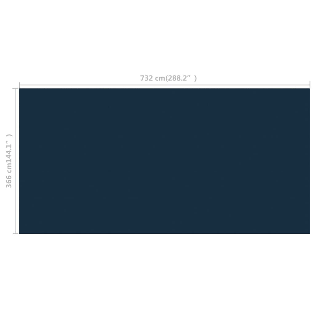 vidaXL Floating PE Solar Pool Film 732x366 cm Black and Blue