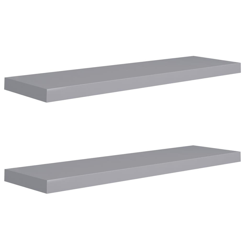 vidaXL Floating Wall Shelves 2 pcs Grey 90x23.5x3.8 cm MDF