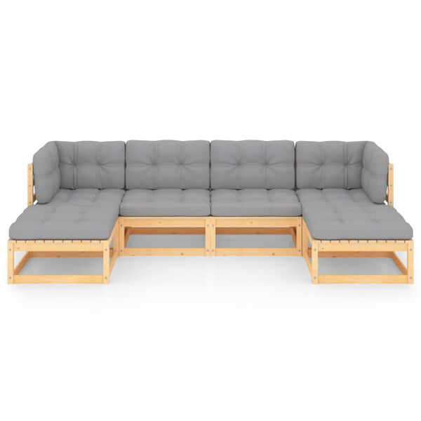 vidaXL 6 Piece Garden Lounge Set with Cushions Solid Pinewood