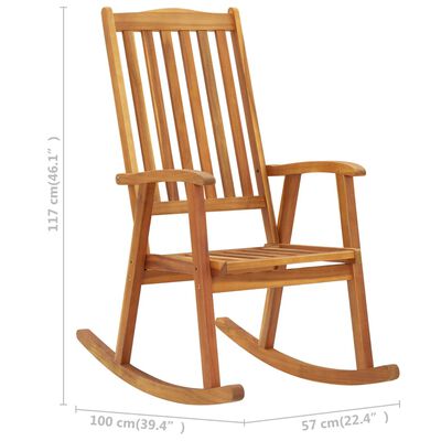 vidaXL Rocking Chair with Cushions Solid Acacia Wood