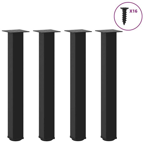 vidaXL Console Table Legs 4 pcs Black 72-74 cm Steel