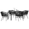 vidaXL Garden Dining Set with Cushion 5 pcs Black Powder-Coated Steel