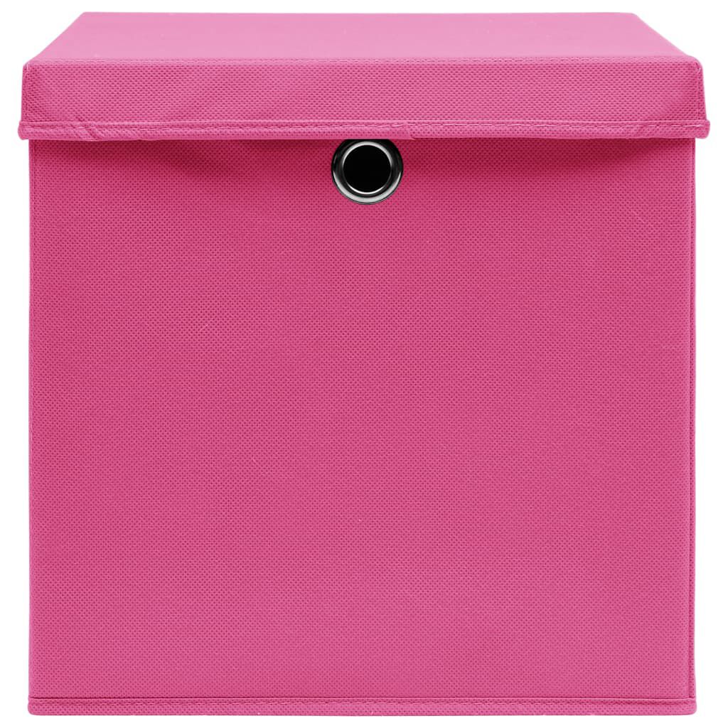 vidaXL Storage Boxes with Lids 4 pcs Pink 32x32x32 cm Fabric