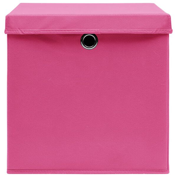 vidaXL Storage Boxes with Lids 4 pcs Pink 32x32x32 cm Fabric