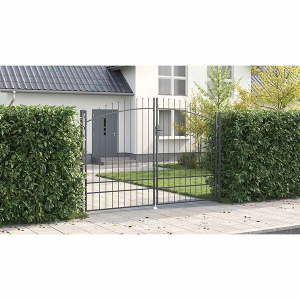 vidaXL Double Gate with Lock Grey 299.5 x 249.5 cm Steel