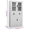vidaXL Office Cabinet Light Grey 90x40x180 cm Steel and Tempered Glass