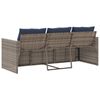 vidaXL Garden Sofa with Cushions 3-Seater Grey Poly Rattan