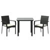 vidaXL 3 Piece Garden Dining Set with Cushions Black Poly Rattan