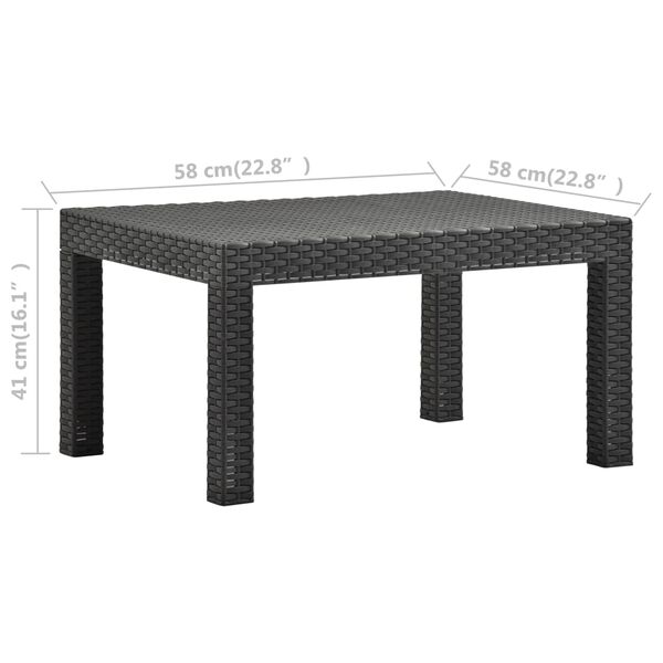 vidaXL 2 Piece Garden Lounge Set with Cushion Rattan Anthracite