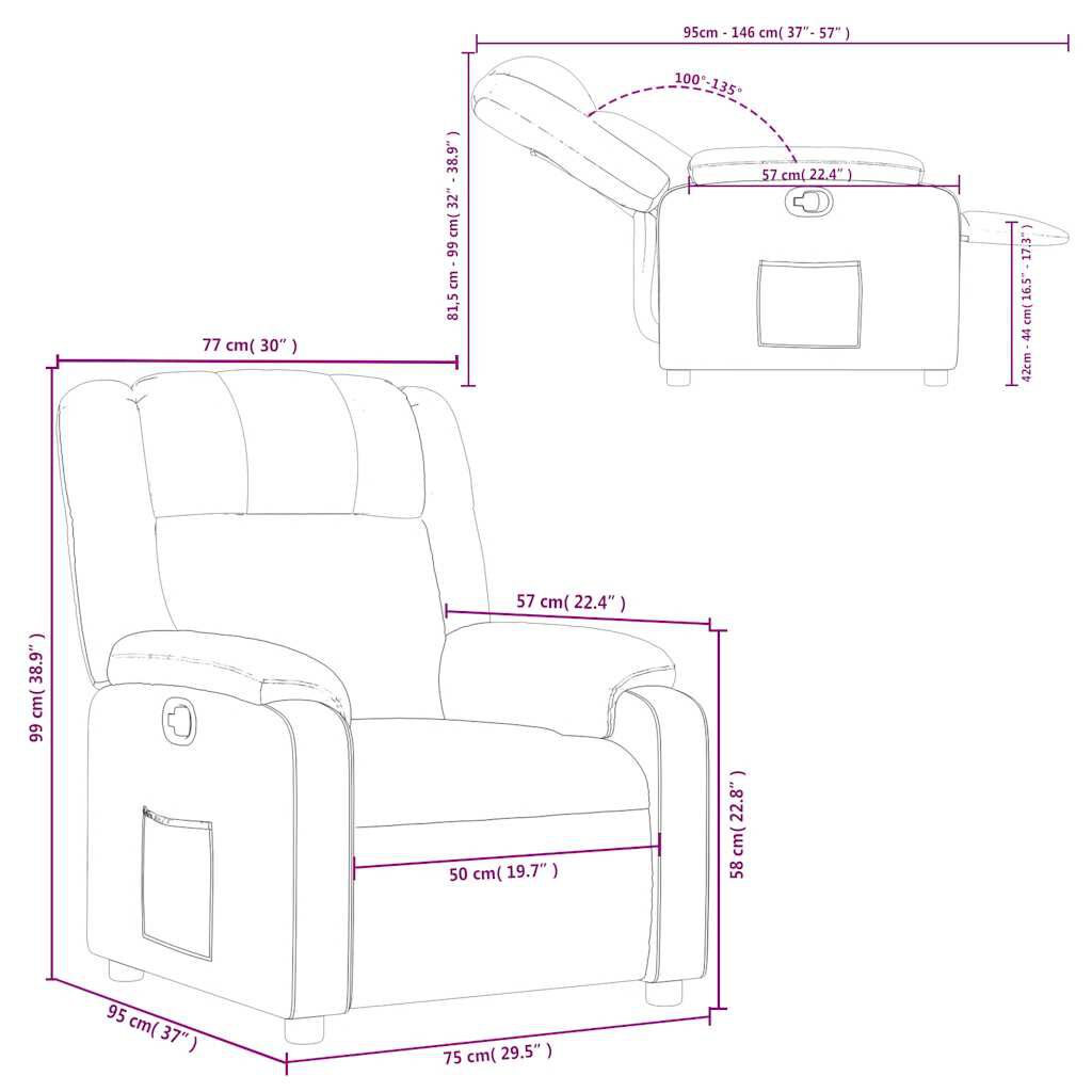 vidaXL Recliner Chair Light Grey Fabric