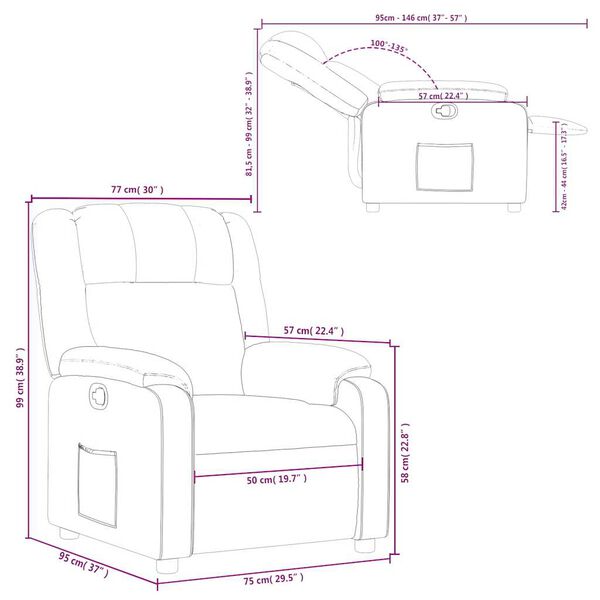 vidaXL Recliner Chair Light Grey Fabric
