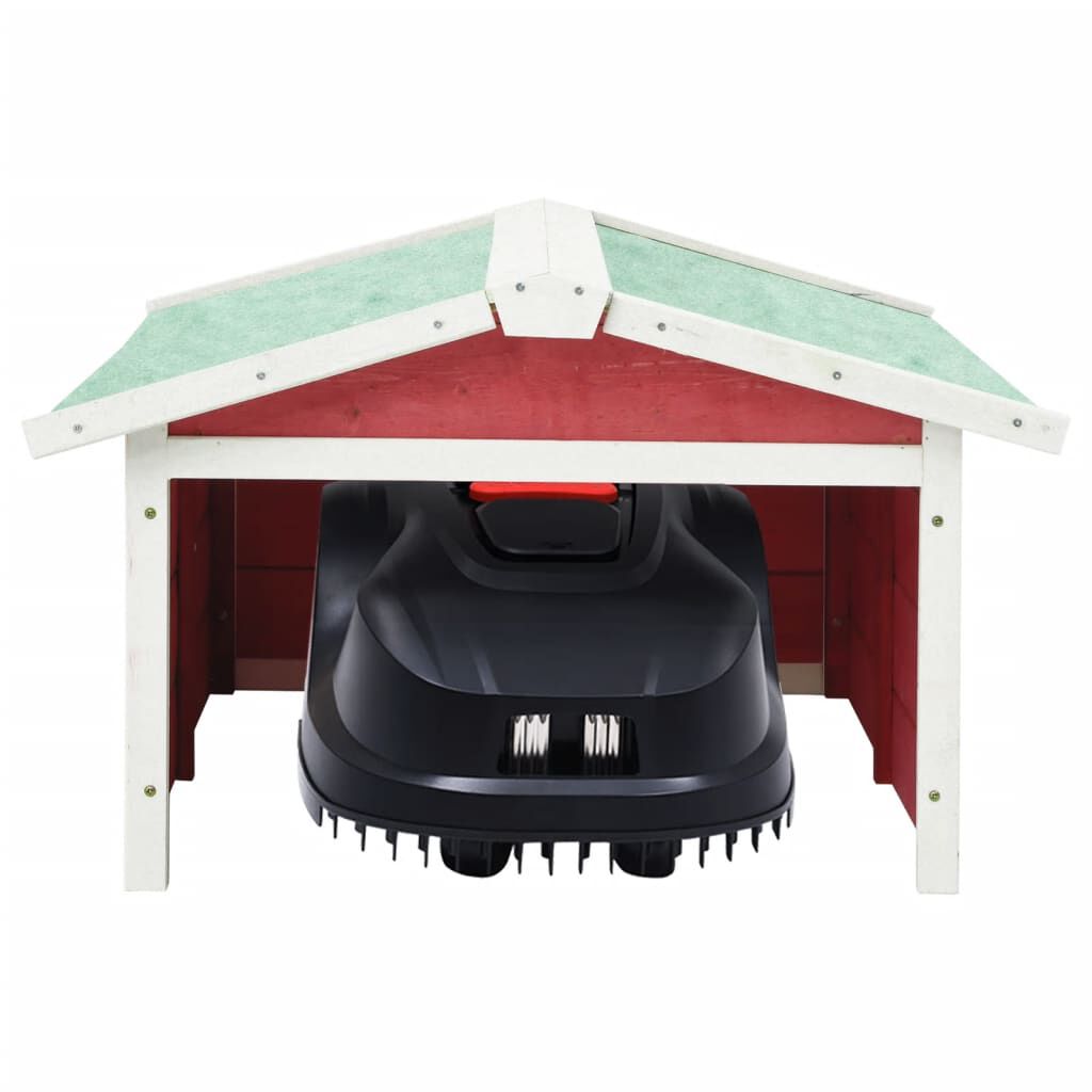 vidaXL Robotic Lawn Mower Garage 72x87x50 cm Red and White Firwood