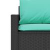 vidaXL Garden Sofa with Cushions 3-Seater Black Poly Rattan