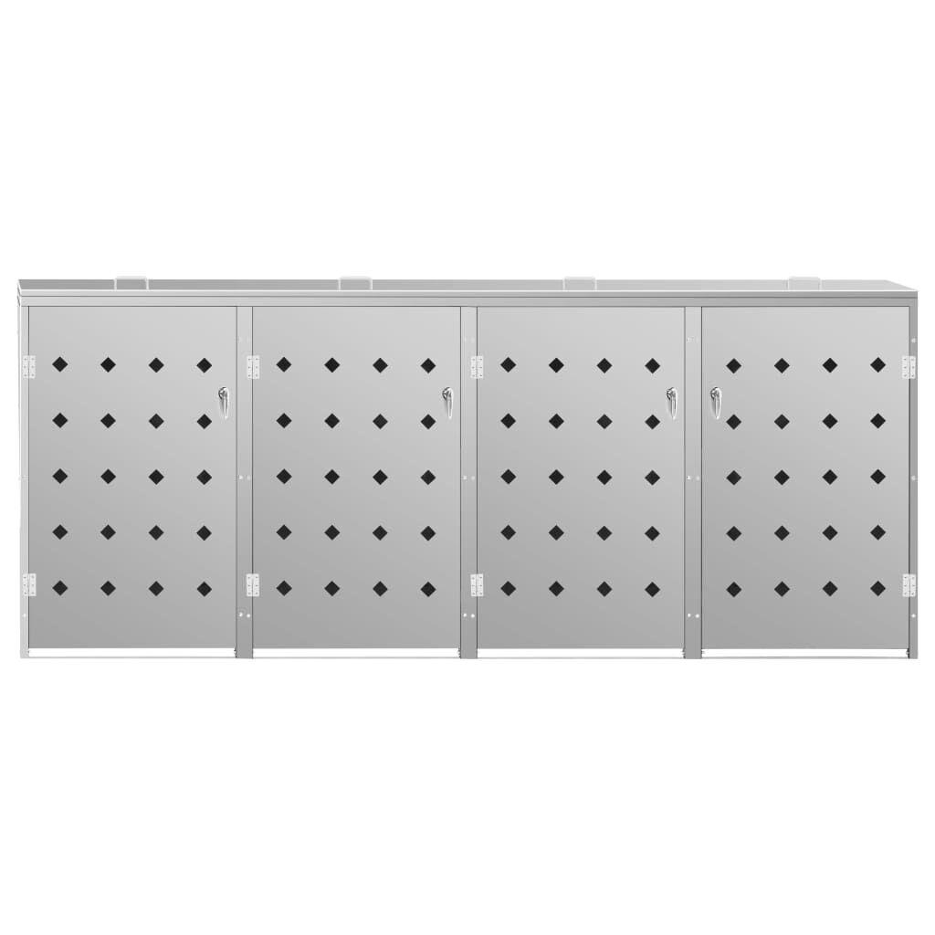 vidaXL Quadruple Wheelie Bin Shed 240 L Stainless Steel