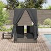 vidaXL Double Sun Lounger with Roof Grey 205 x 129 x 200 cm PE rattan