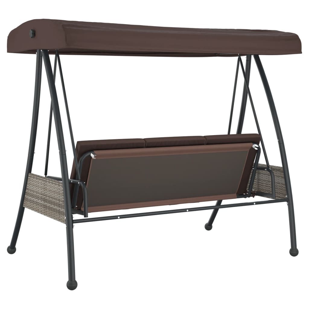 vidaXL Garden Swing Bench with Adjustable Canopy Coffee Brown Steel