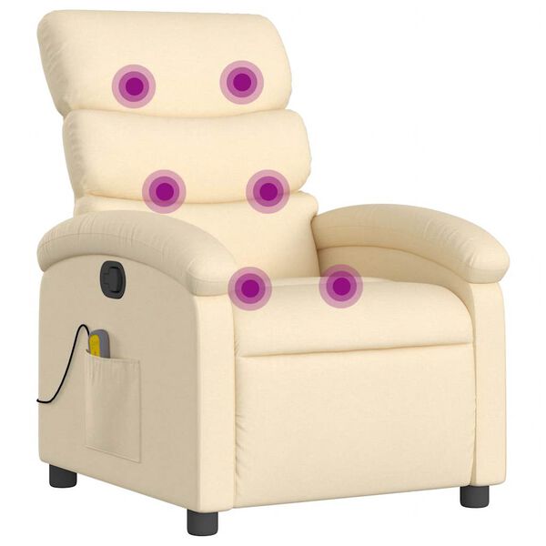 vidaXL Massage Recliner Chair Cream Fabric