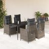 vidaXL 5 Piece Garden Dining Set with Cushions Grey Poly Rattan