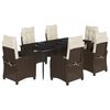 vidaXL 7 Piece Garden Dining Set with Cushions Brown Poly Rattan