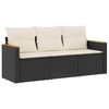vidaXL 3 Piece Garden Sofa Set with Cushions Black Poly Rattan
