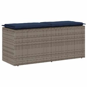 vidaXL Garden Bench with Cushion Grey 110x40x44 cm Poly Rattan