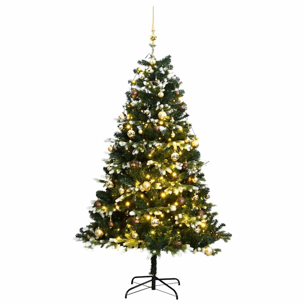 vidaXL Artificial Hinged Christmas Tree 150 LEDs & Ball Set 120 cm