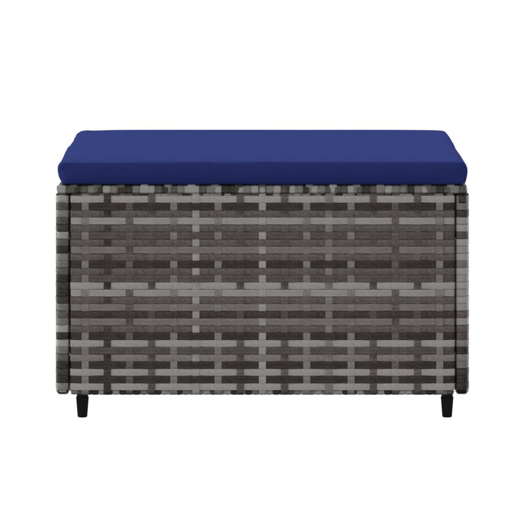 vidaXL Garden Footrests with Cushions 2 pcs Grey Poly Rattan