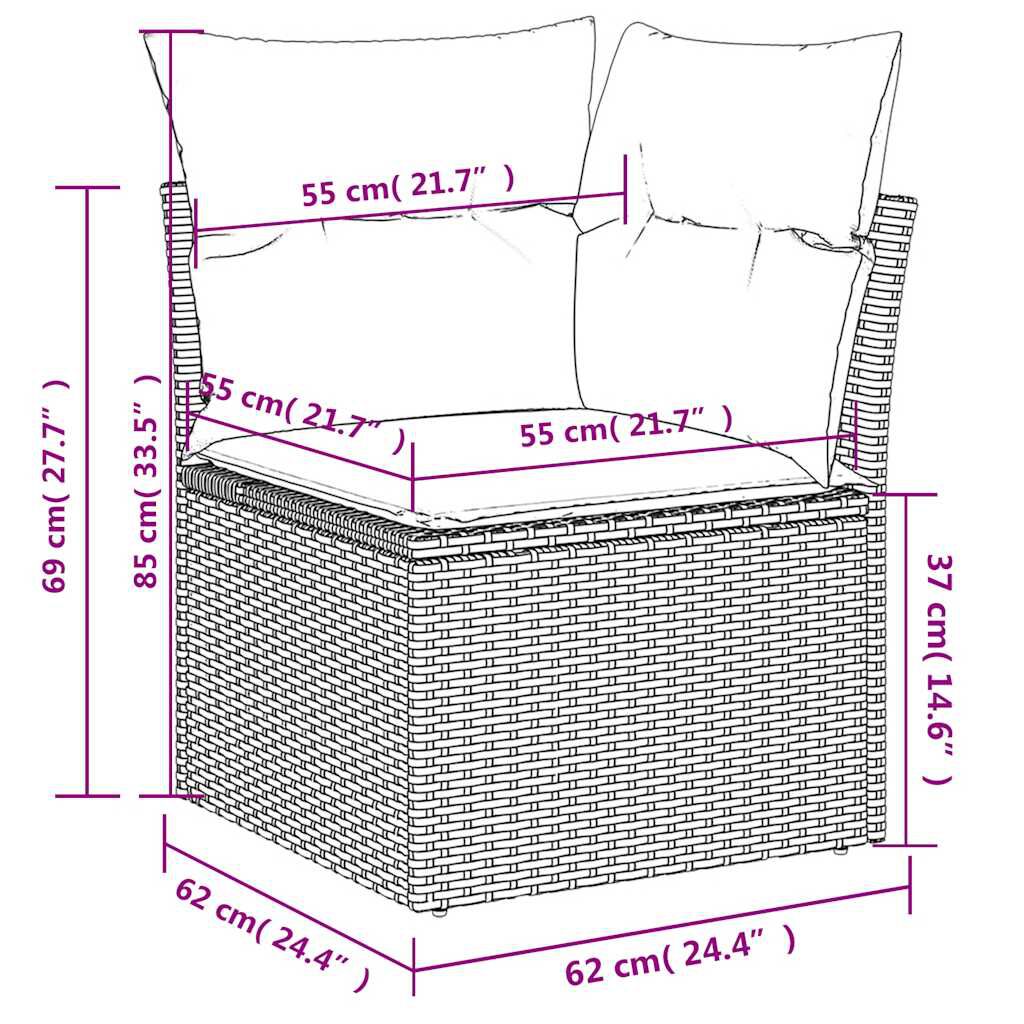 vidaXL 6 Piece Garden Sofa Set with Cushions Brown Poly Rattan
