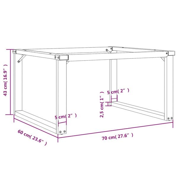vidaXL Coffee Table Legs O-Frame 70x60x43 cm Steel