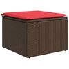 vidaXL Garden Stool with Cushion Brown 55 x 55 x 37 cm Poly Rattan
