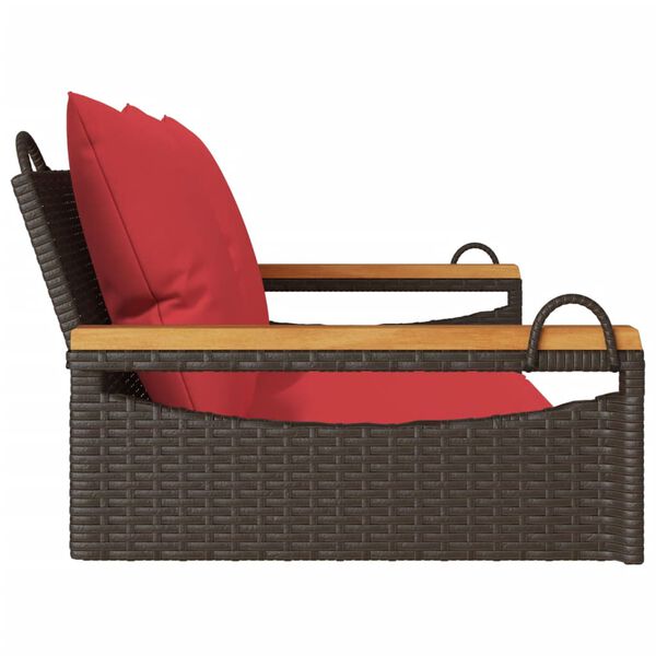 vidaXL Swing Bench with Cushions Brown 109x62x40 cm Poly Rattan