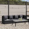 vidaXL Garden Bed with Cushion and Pillow Poly Rattan Black