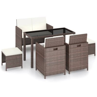 vidaXL 16 Piece Outdoor Dining Set Brown Poly Rattan Brown