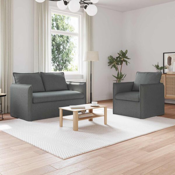 vidaXL Sofa Set 2 pcs Dark Grey 136 x 82 x 85 cm Fabric