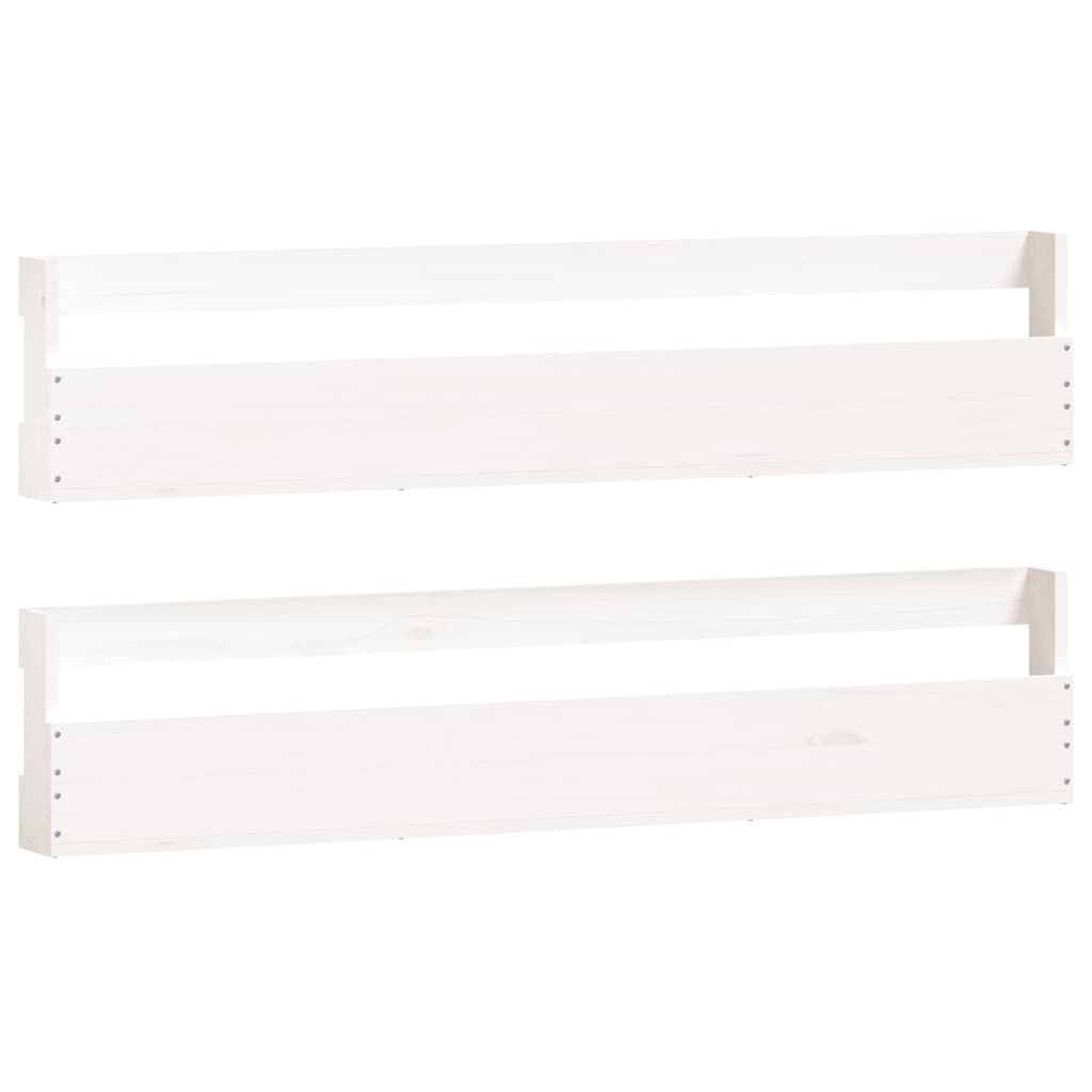 vidaXL Wall-mounted Shoe Racks 2 pcs White 110x9x23 cm Solid Wood Pine