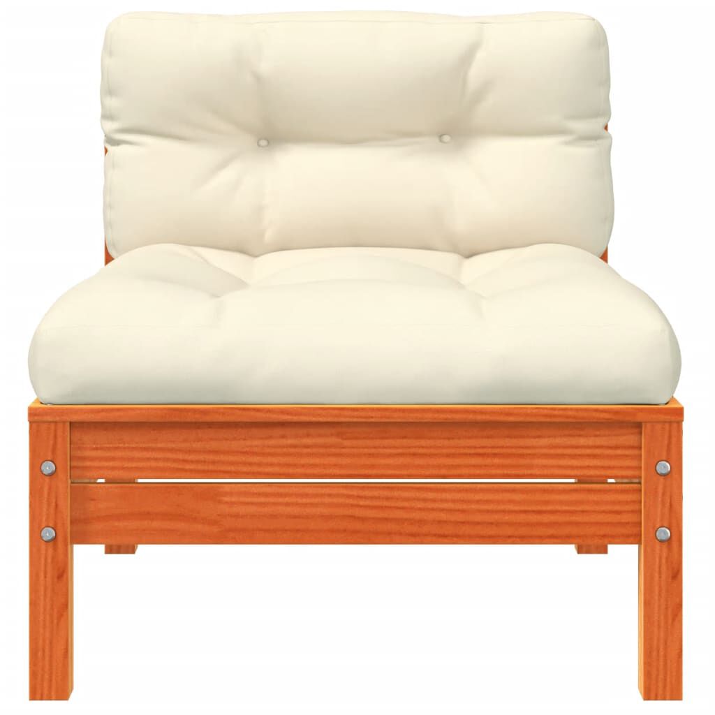 vidaXL Garden Sofa with Cushions and Footstool Solid Wood Pine