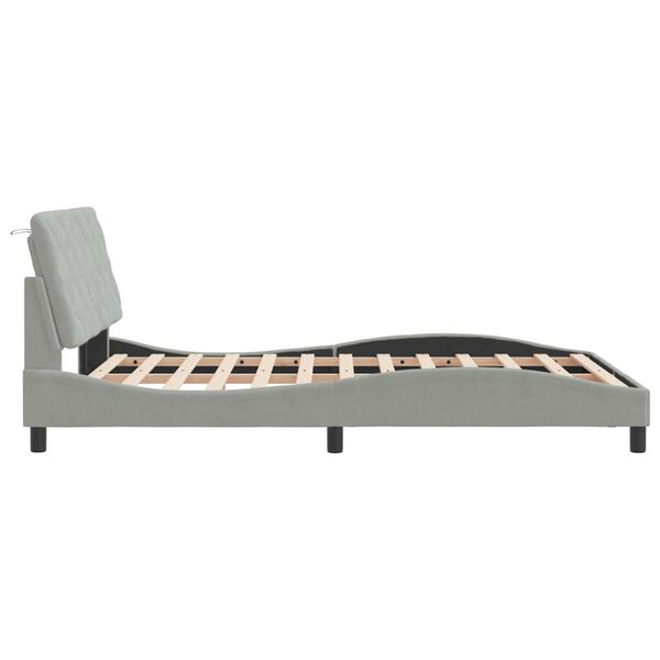 vidaXL Bed Frame with LED without Mattress Light Grey 137x190 cm Velvet