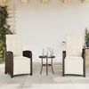 vidaXL Reclining Garden Chairs 2 pcs with Footrest Brown Poly Rattan