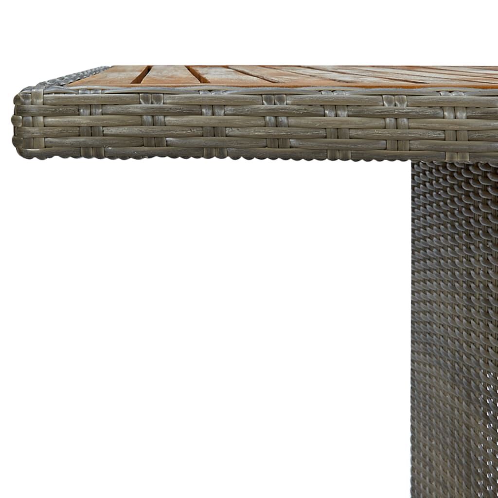 vidaXL Garden Table Brown Poly Rattan and Solid Acacia Wood