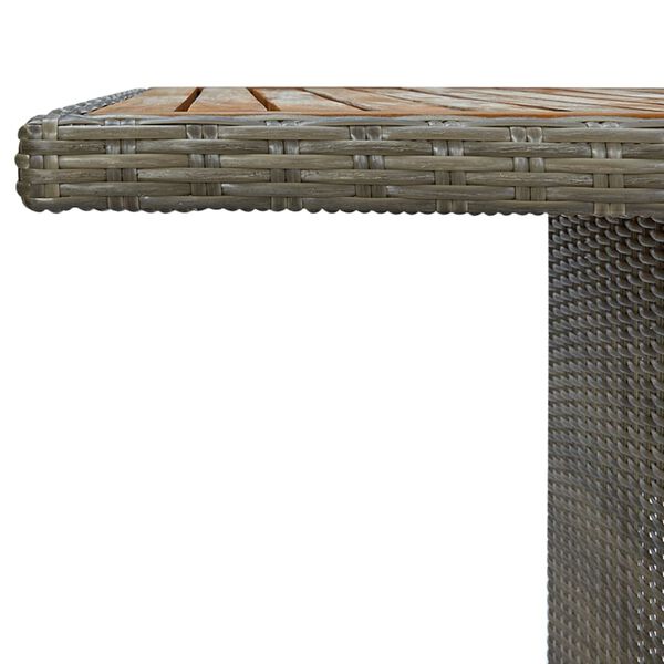vidaXL Garden Table Brown Poly Rattan and Solid Acacia Wood