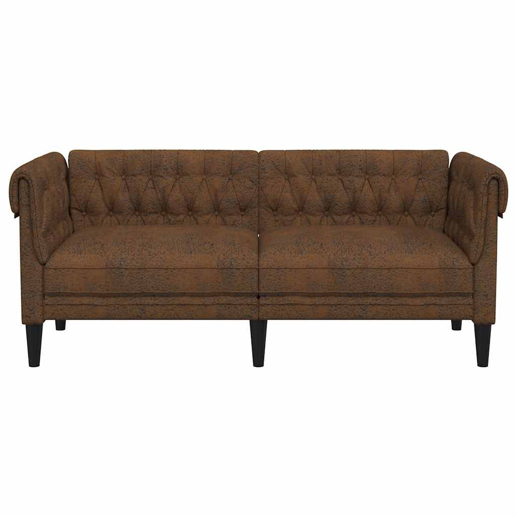 vidaXL Chesterfield Sofa 2-Seater Brown Fabric