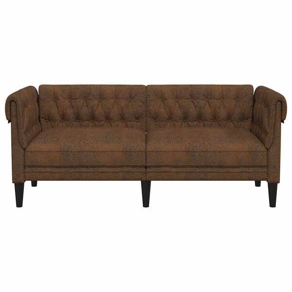 vidaXL Chesterfield Sofa 2-Seater Brown Fabric