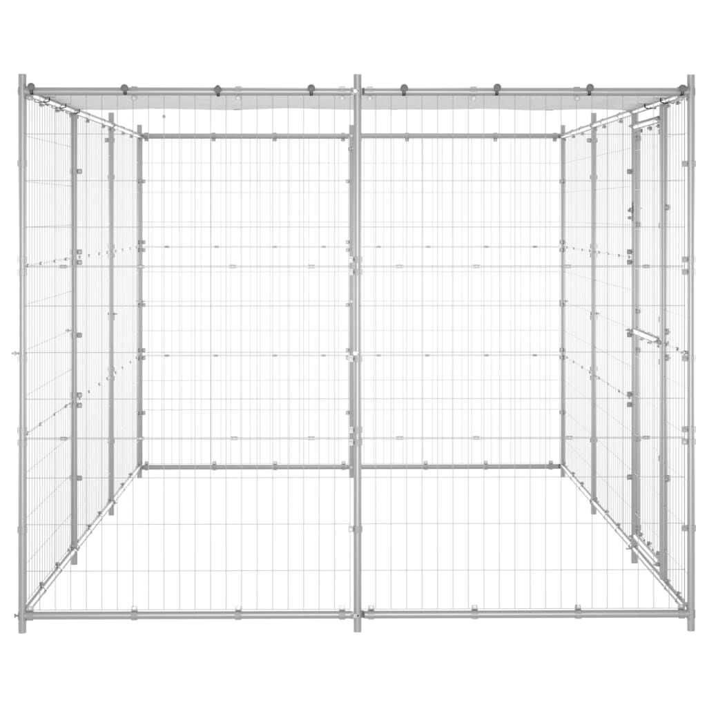 vidaXL Outdoor Dog Kennel Galvanised Steel with Roof 7.26 m²