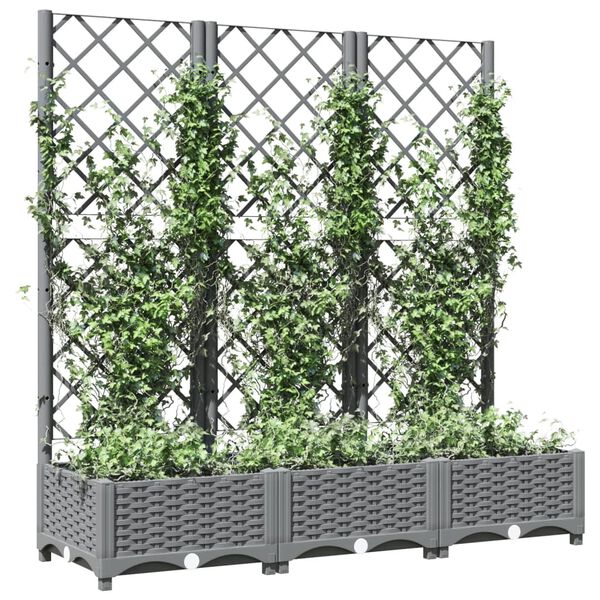 vidaXL Garden Planter with Trellis Light Grey 120x40x121.5 cm PP