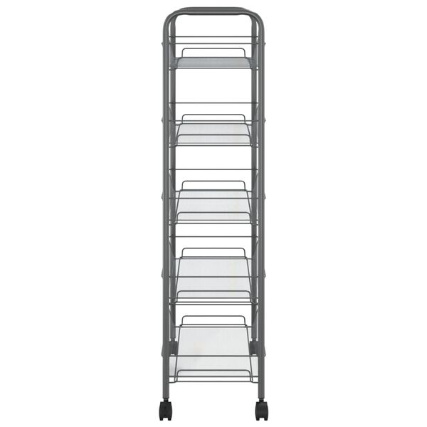 vidaXL 5-Tier Kitchen Trolley Grey 46x26x105 cm Iron