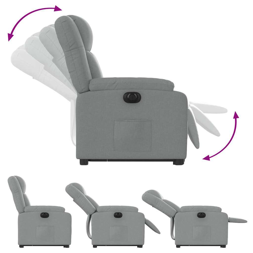 vidaXL Electric Stand up Recliner Chair Light Grey Fabric