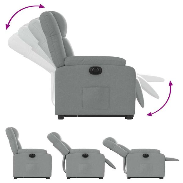vidaXL Electric Stand up Recliner Chair Light Grey Fabric