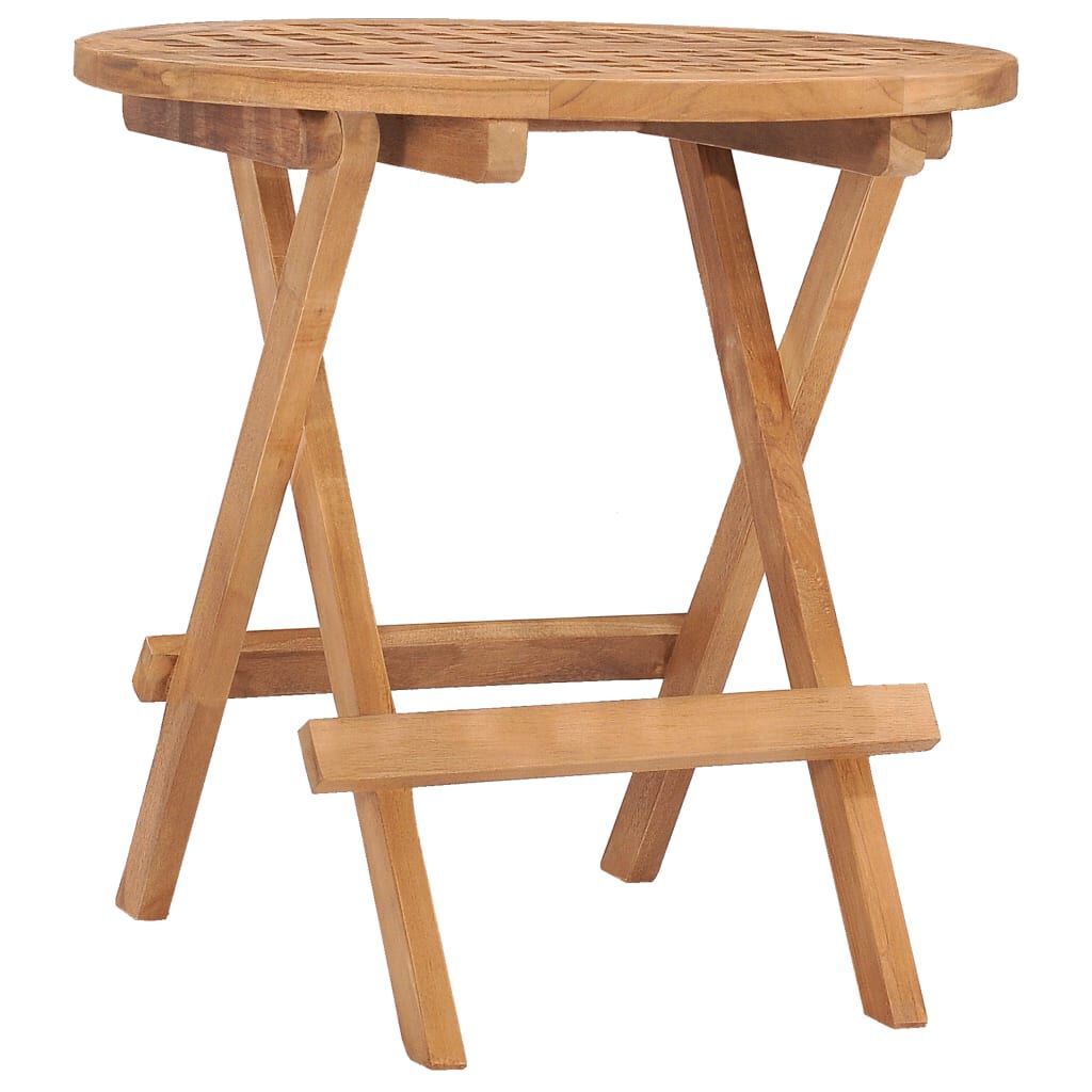 vidaXL 3 Piece Folding Outdoor Dining Set with Cushion Solid Teak Wood