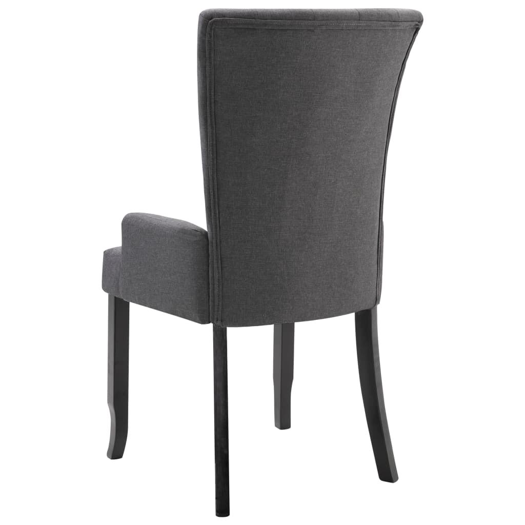 vidaXL Dining Chairs with Armrests 2 pcs Dark Grey Fabric